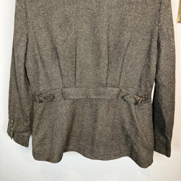 Women's Lauren Ralph Lauren Brown Herringbone 100% Wool Zip Front Jacket Sz 6 - Picture 12 of 13